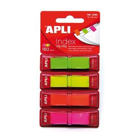 160 INDEX POLYPRO ZIG ZAG 12X45MM COLORIS ASSORTIS