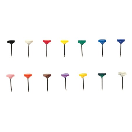 100 EPINGLES DE SIGNALISATION TETE PLATE COLORIS ASSORTIS