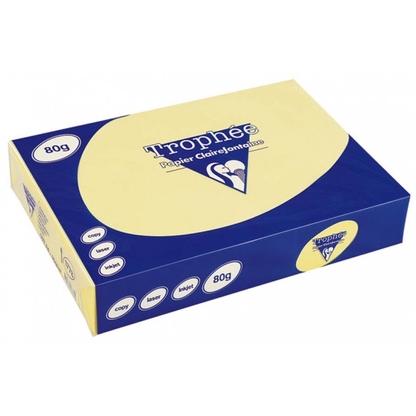 Ramette 500 Feuilles A4 Jaune Pastel 80 G – Papier Pour Imprimante Laser, Jet D’Encre, Copieur