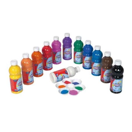 LEFRANC GOUACHE LAVABLE 12 FLACONS 500ML ASSORTIS