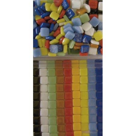 400 MOSAÏQUES PATE DE VERRE 12X12MM COLORIS ASSORTIS