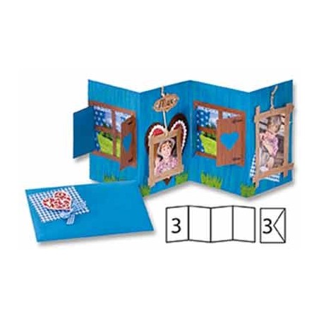 LOT 3 CARTES ACCORDÉON  + ENVELOPPES 10,5X15CM COLORIS BLANC