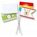 LOT DE 20 DRAPEAUX RECTANGULAIRES BLANCS FORMAT A6 TIGE 30CM