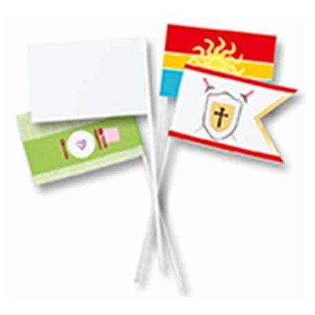 LOT DE 20 DRAPEAUX RECTANGULAIRES BLANCS  FORMAT A6 TIGE 30CM