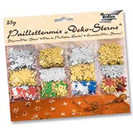 PAILLETTES SEQUINS ÉTOILES 25G FORMES ET COLORIS ASSORTIS