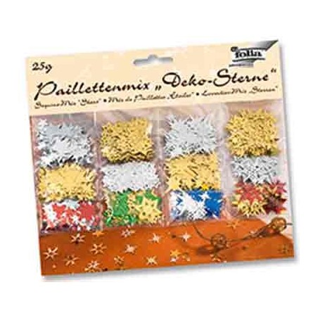 PAILLETTES SEQUINS ÉTOILES 25G FORMES ET COLORIS ASSORTIS