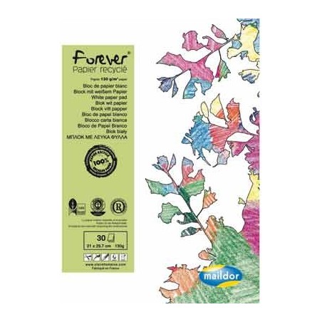 BLOC 30 FS CARTA FOREVER RECYCLE 130G BLANC A4