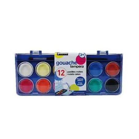 12 PASTILLES GOUACHE 30 MM ASSORTIES
