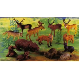 ANIMAUX DE LA FORET lot de 17 figurines assorties (6-14cm)