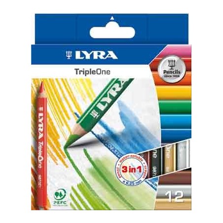 TRIPLE ONE 12 CRAYONS COULEURS ASSORTIS