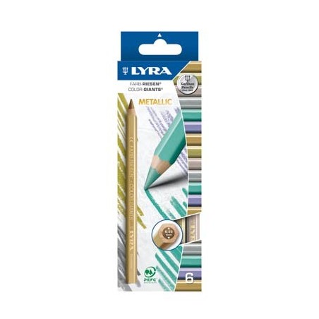 COULEURS GEANTES 6 CRAYONS COULEURS METALLIQUES ASSORTIS