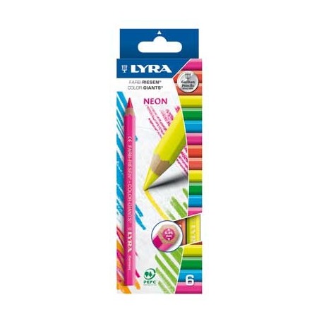 COULEURS GÉANTES 6 CRAYONS COULEURS FLUOS ASSORTIS