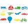 SET 12 TAMPONS VEHICULES assortis