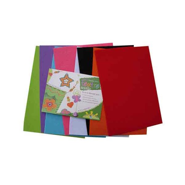 8 COUPONS FEUTRE TEXTILE COLORIS ASSORTIS 