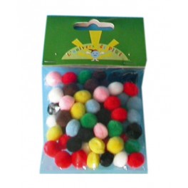 POMPONS 10MM LOT DE 65 COULEURS ASSORTIES 