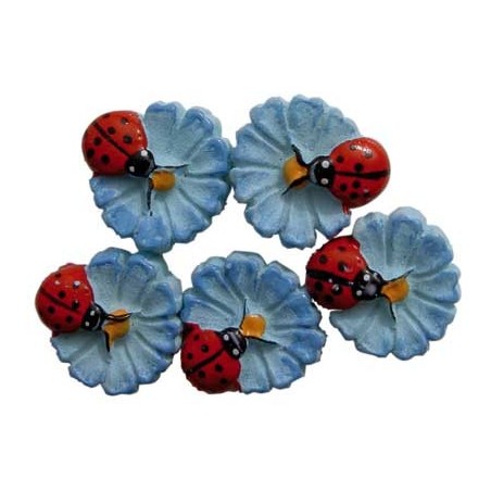 MINI FORMES RESINE FLEURS COCCINELLE 25mm 5 pièces assorties