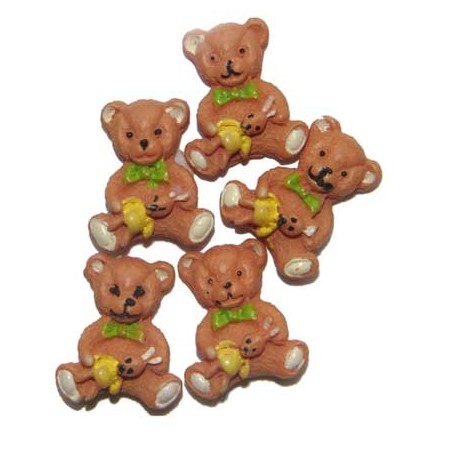MINI FORMES RESINE OURSONS 20mm 5 pièces assorties