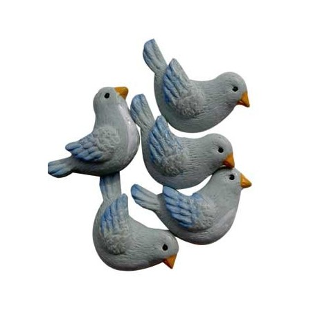 MINI FORMES RESINE OISEAUX 25mm 5 pièces assorties