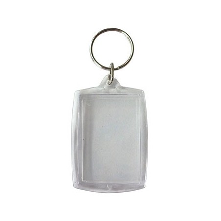 6 PORTE-CLÉS RECTANGLES PLASTIQUE TRANSPARENT