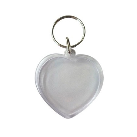 LOT DE 6 PORTE CLÉS TRANSPARENTS COEURS 2 PARTIES 45MM