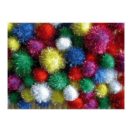 POMPONS SCINTIL IRISES 87 pièces TAILLES ET COULEURS ASSORTIES