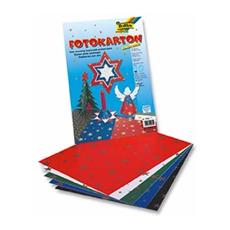 PAPIER CARTONNE 300 GR AVEC MOTIFS ETOILES - ASSORTIMENT 10 FS 50X70