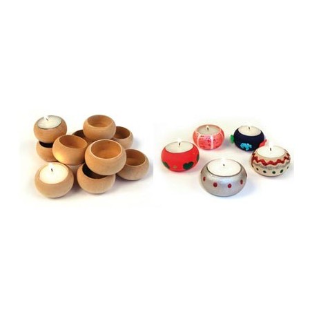 VEILLEUSES EN BOIS A DECORER lot de 10