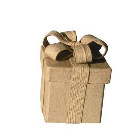 BOITE CARTON A DECORER carrée avec nœud 66x50x50mm