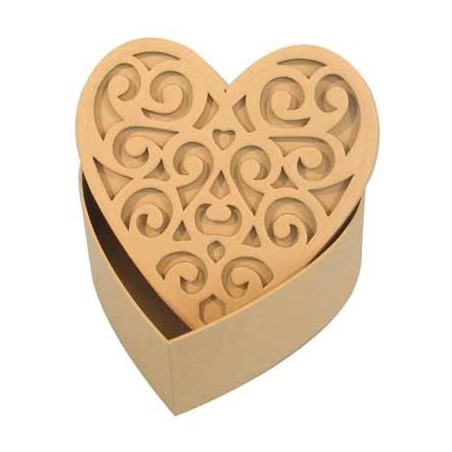 BOITE CARTON COEUR COUVERCLE RELIEF