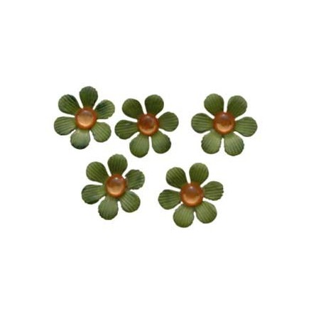 MINI FORMES METAL FLEURS + STRASS 27mm 5 pièces assorties