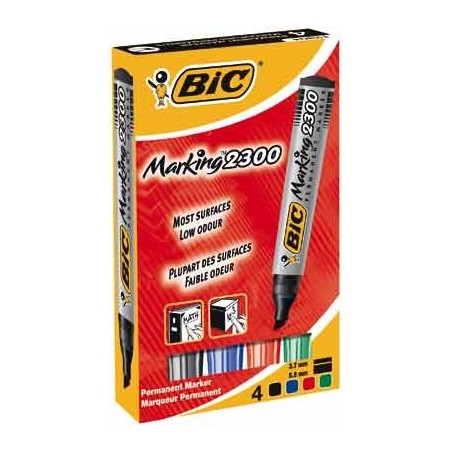 MARKING 2300 4 MARQUEURS BISEAU COLORIS ASSORTIS