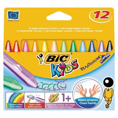 PLASTIDECOR TRIANGLE 12 CRAIES COLORIS ASSORTIS