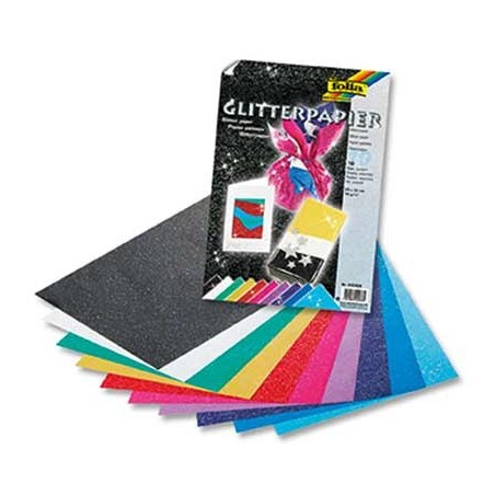 PQT 10 FS PAPIER PERLE PAILLETE 23X33CM 70 GR COUL.ASSORTIES