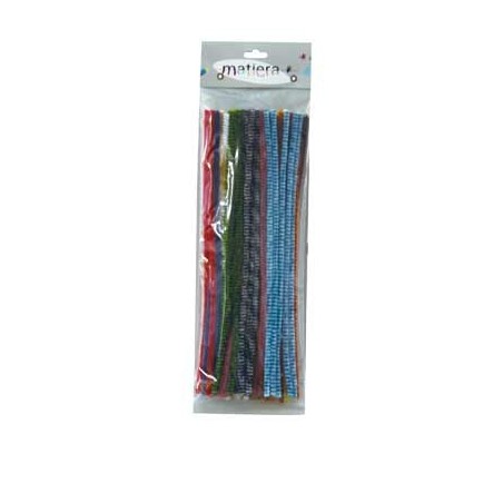 CHENILLES UNIES ET TIGREES 60 brins assortis