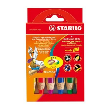 WOODY 6 CRAYONS COLORIS ASSORTIS