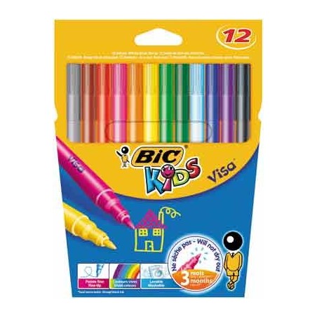 VISA 880 12 FEUTRES COLORIS ASSORTIS
