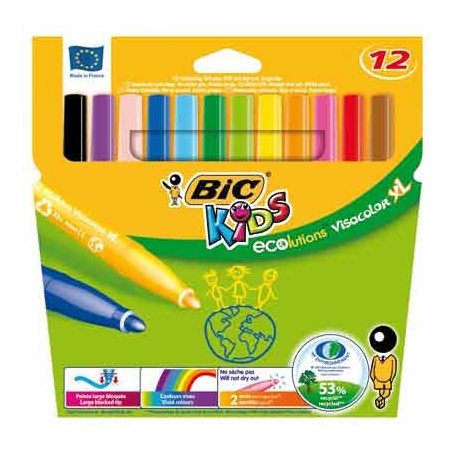VISACOLOR XL 12 FEUTRES COLORIS ASSORTIS