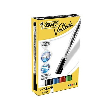 VELLEDA LIQUIDE POCKET 4 MARQUEURS COLORIS CLASSIQUES ASSORTIS