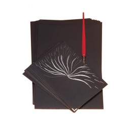 CARTE A GRATTER noire 24x32 pochette 2 Feuilles 