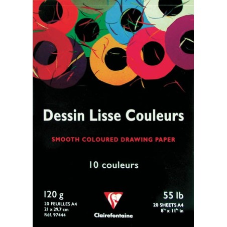 BLOC DESSIN LISSE ASSORTIS 20F 21X29,7CM 120G