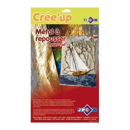 METAL A REPOUSSER double face - pqt de 6 Feuilles