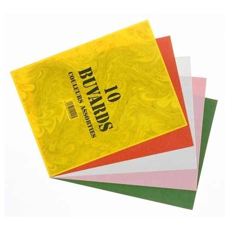 10 BUVARDS 16X21CM COLORIS ASSORTIS