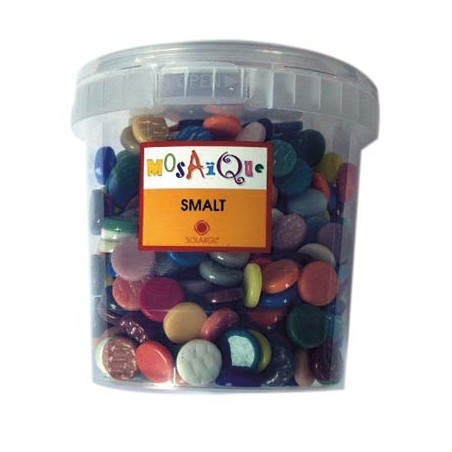 MOSAIQUE SMALT RONDE diam 18 seau 329 pièces env. ttes couleurs