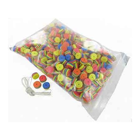 PERLES MOUSSE RONDES SACHET DE 500P MULTI + LACETS