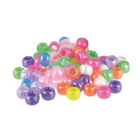 1 000 PERLES CASSIS PLASTIQUE COLORIS NACRÉS ASSORTIS