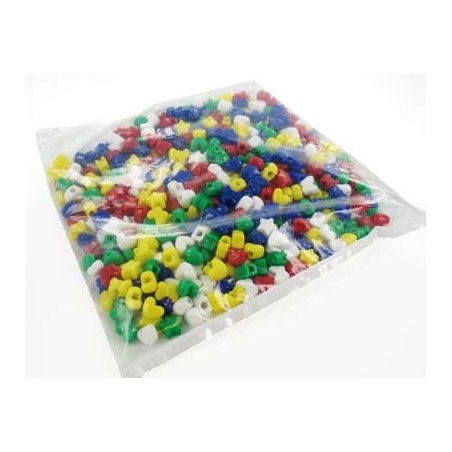 PERLES PLASTIQUES 500 PERLES CŒURS, ÉTOILES, PAPILLONS