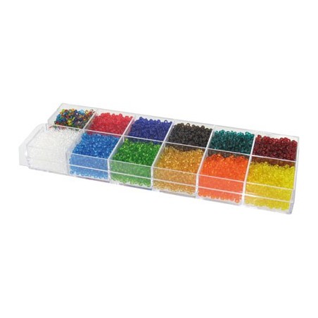 COFFRET ROCAILLES 2MM TRANSPARENTES ASSORTIES