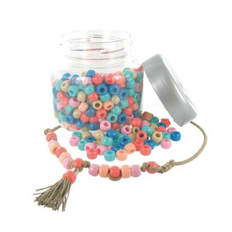 1 000 PERLES CASSIS PLASTIQUE COLORIS PASTEL ASSORTIS