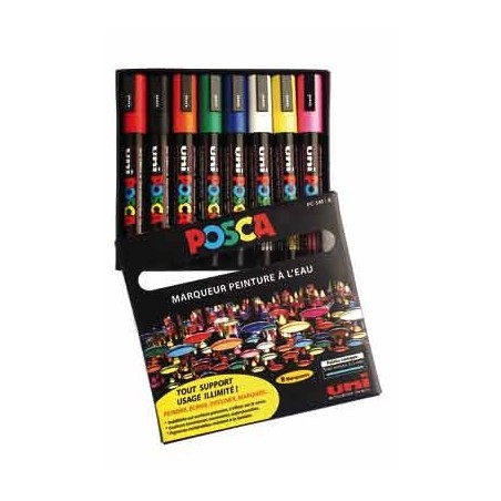 POSCA PC-5M 8 MARQUEURS COLORIS ASSORTIS