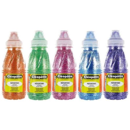 GOUACHE PAILLETEE  5 FLACONS 250ML COLORIS VIFS
